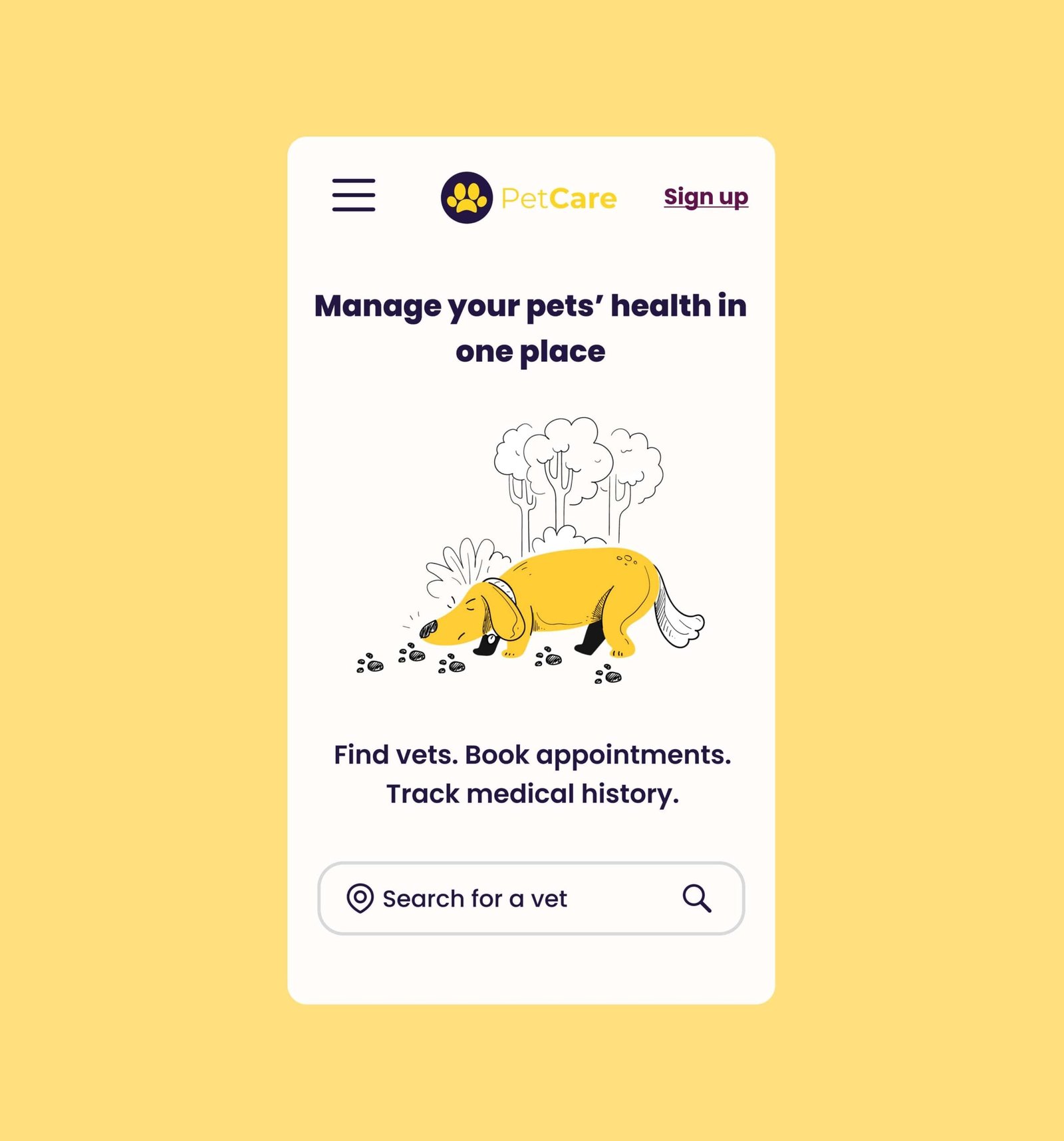 PetCare hi-fi wireframes-min